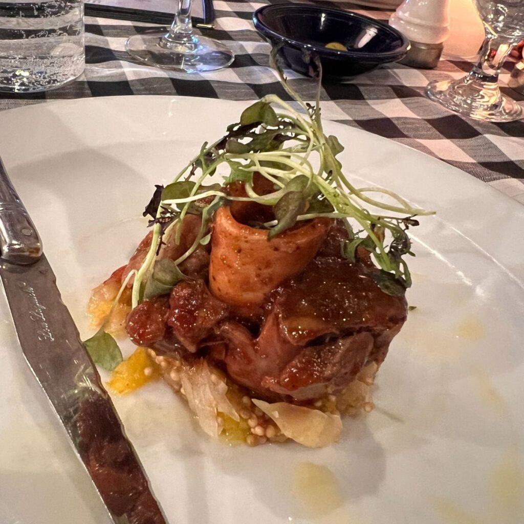 Anavery Fine Foods pasture raised beef shank - roasted and plated