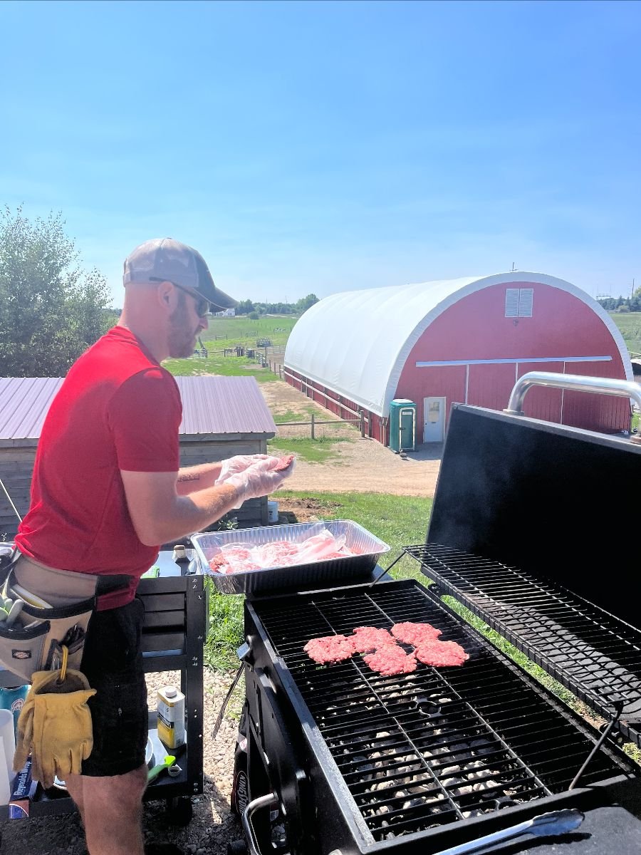 Anavery Fine Foods pasture raised burgers on the grill