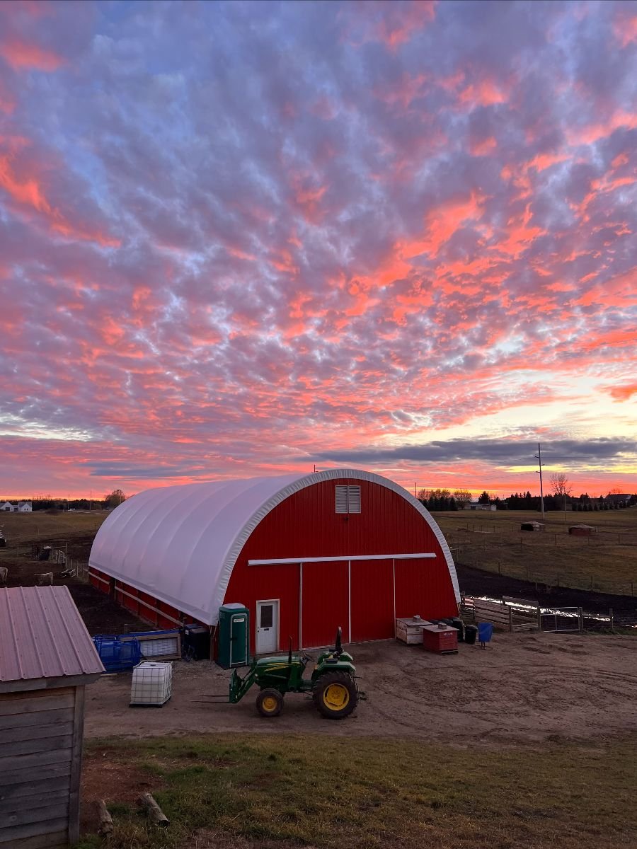 Anavery Fine Foods sunrise over barn